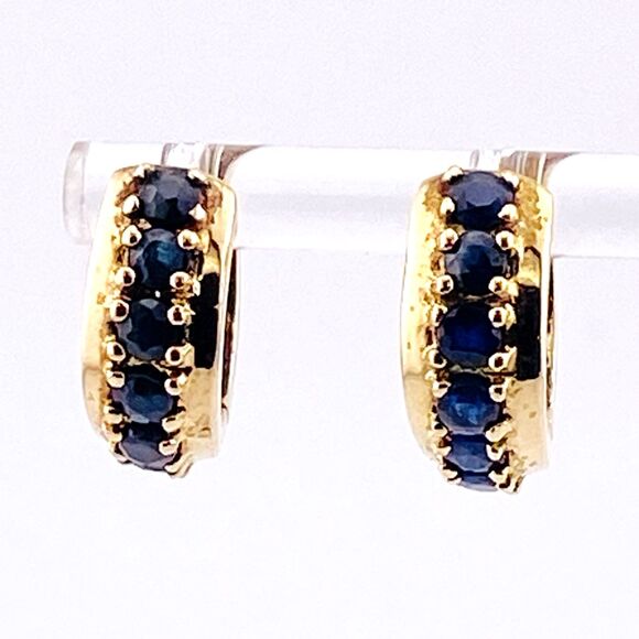 Ross Simmons Sapphire Gold over Sterling Silver Hoop Earrings Vermeil Hoops - Picture 1 of 10